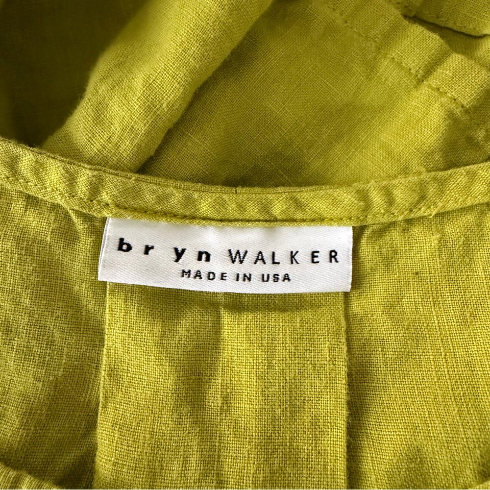 Bryn Walker Chartreuse Linen Bell Sleeve Top - sz XL - Picture 6 of 7